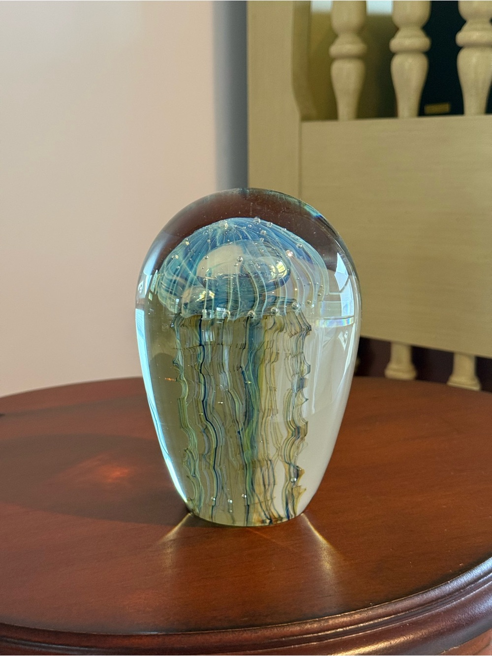 Large Signed Robert Eickholt Jellyfish Art Hand Blown Glass Paperweight 2005